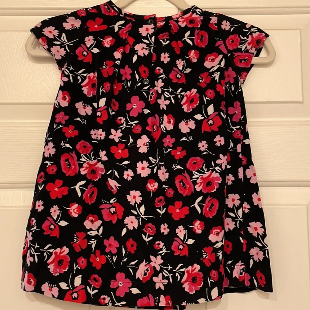 Gap Baby(3yrs) Black and Pink Poppy Corduroy Short Sleeve Dress - Size 3T